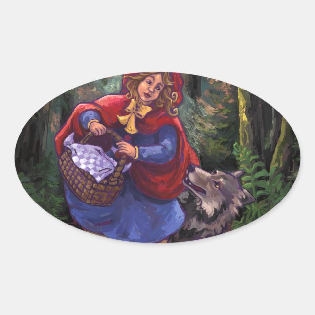 Little Red Riding Hood Oval Sticker (Front)
