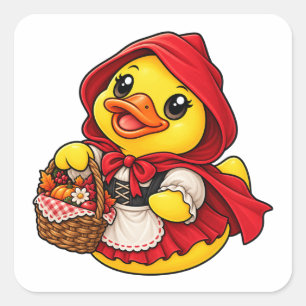 Little Red Riding Hood Rubber Duck Square Sticker