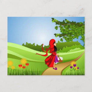 Little Red Riding Hood Taking a Walk Postcard