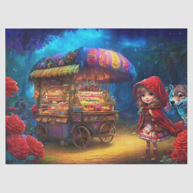 Little Red Riding Hood & The Wolf Decoupage Tissue Paper (Front)
