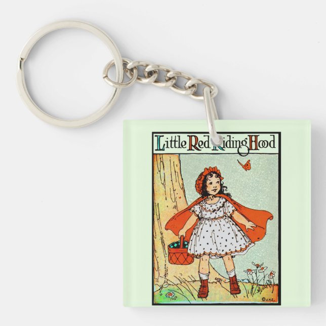 Little Red Riding Hood Vintage Cute Keychain (Front)