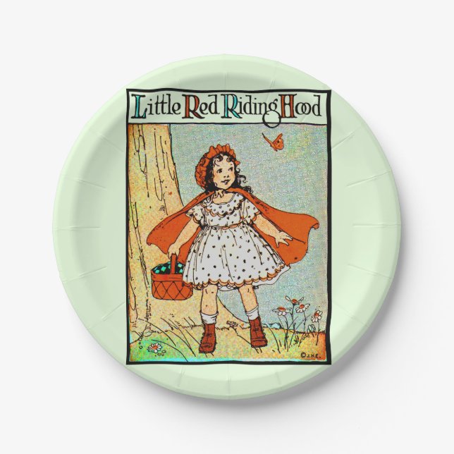 Little Red Riding Hood Vintage Cute Paper Plate (Front)
