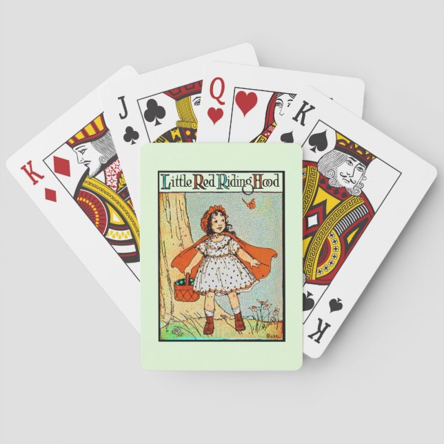 Little Red Riding Hood Vintage Cute Playing Cards (Back)