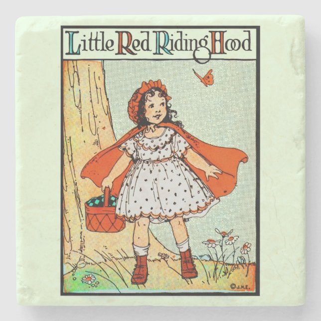 Little Red Riding Hood Vintage Cute Stone Coaster (Front)