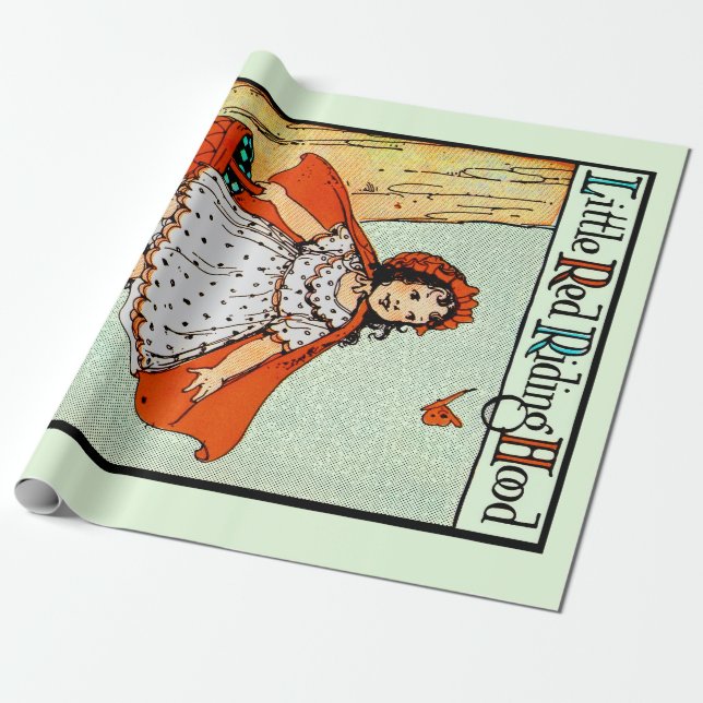 Little Red Riding Hood Vintage Cute Wrapping Paper (Unrolled)