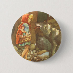 Little Red Riding Hood, Vintage Fairy Tale 2 Inch Round Button
