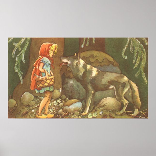 Little Red Riding Hood, Vintage Fairy Tale Poster (Front)