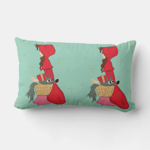 Little Red Riding Hood with Wolf in Basket Lumbar Pillow