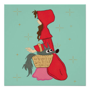 Little Red Riding Hood with Wolf in Basket Poster