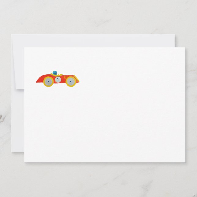 Little Red Roadster Racing Car Child 1st Birthday Invitation (Front)