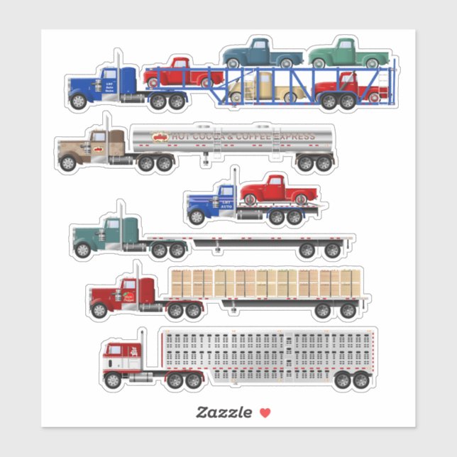 Little Red Truck and Big Rig Stickers (Sheet)
