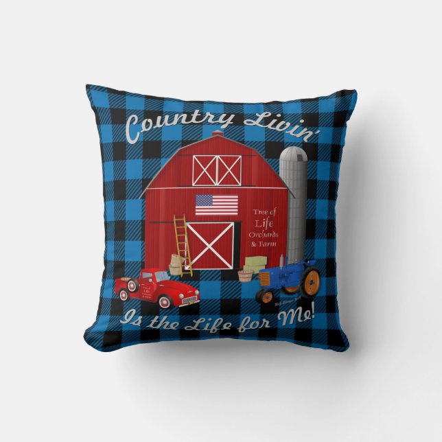 Little Red Truck Country Livin' Throw Pillow (Front)