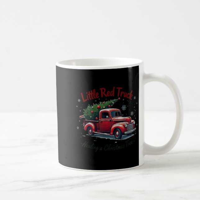 Little Red Truck Hauling A Christmas Tree Family M Coffee Mug (Right)