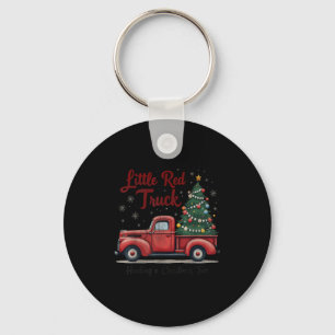 Little Red Truck Hauling A Christmas Tree Family M Keychain