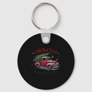 Little Red Truck Hauling A Christmas Tree Family M Keychain