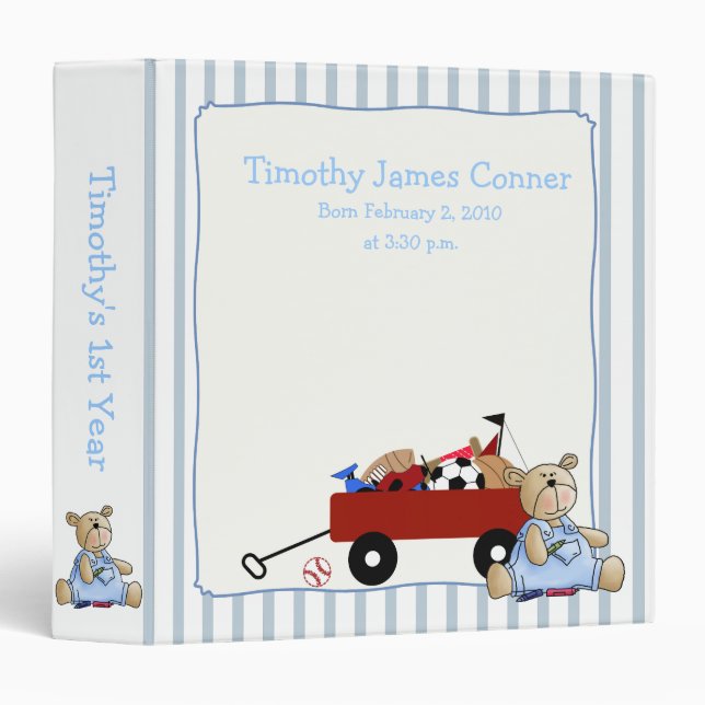 Little Red Wagon Teddy Bear Binder (Front/Spine)