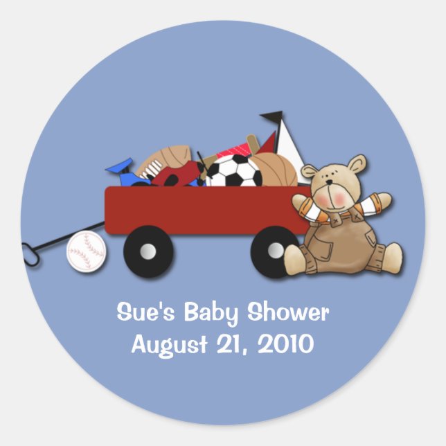 Little Red Wagon Teddy Bear Sports Custom Sticker (Front)