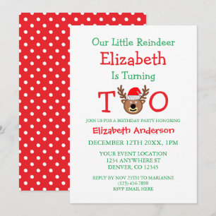 Little Reindeer 2nd Birthday Invitation
