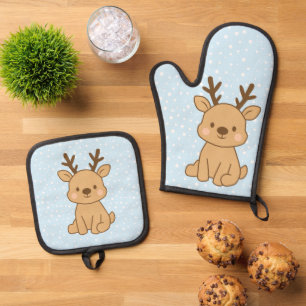 Little Reindeer Oven Mitt & Pot Holder Set