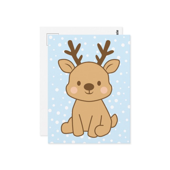 Little Reindeer Postcard (Front/Back In Situ)