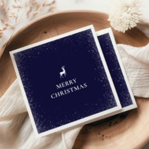 Little Reindeer Simple Snowflakes Christmas navy  Napkin