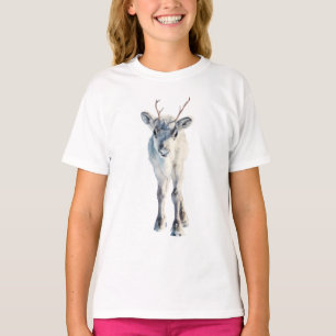 Little Reindeer Winter Watercolor Kids T-Shirt