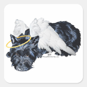 Little Resting Scottie Angel Square Sticker