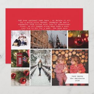 Little Ribbon Multi Photo Red Christmas Holiday Card