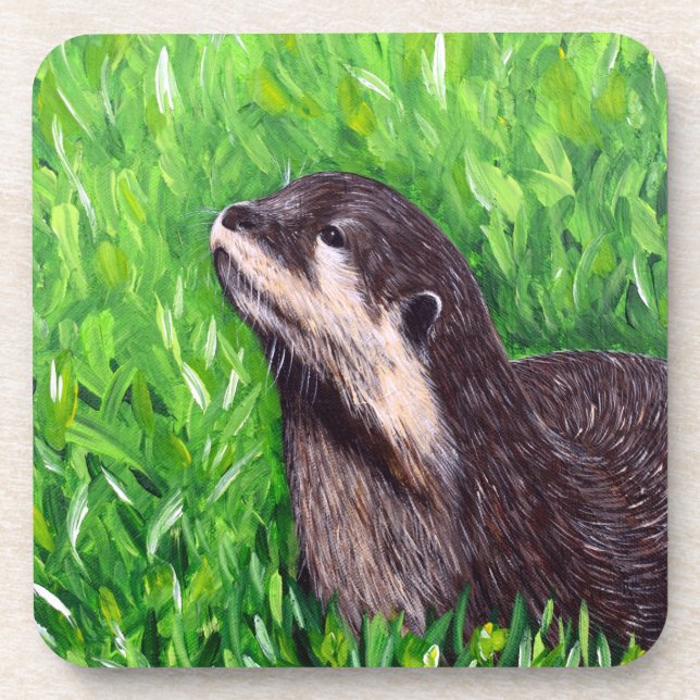Little River Otter Painting Coaster (Front)