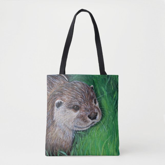 Little River Otter Painting Tote Bag (Front)