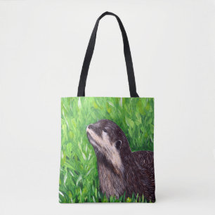 Little River Otter Painting Tote Bag