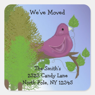 Little Robin Change of Address Square Sticker