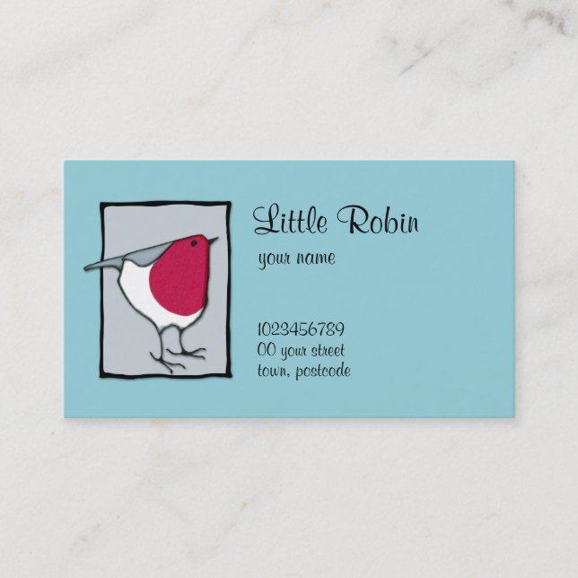 Little Robin grey Business Card (Front)