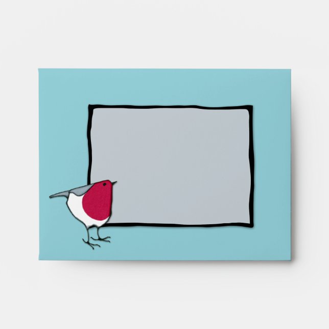 Little Robin grey Note Card Envelope (Front)