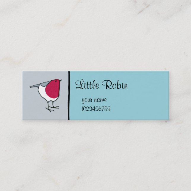 Little Robin grey small Business Card (Front)