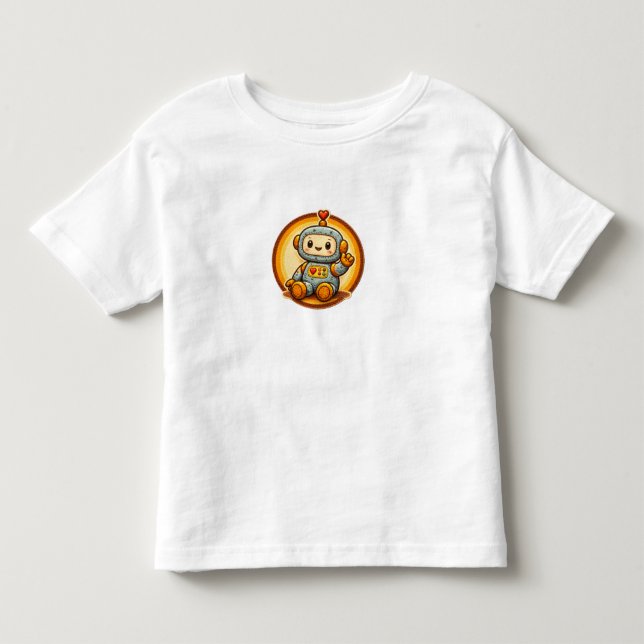 Little Robot Cute Retro Patch Toddler T-Shirt (Front)