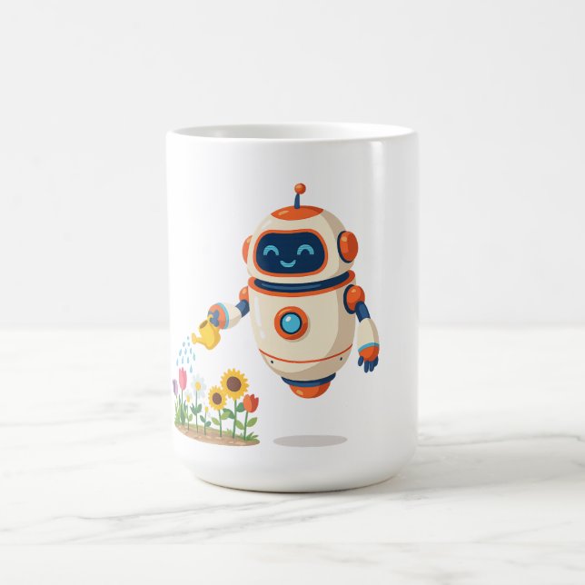 Little Robot Gardener Coffee Mug (Center)
