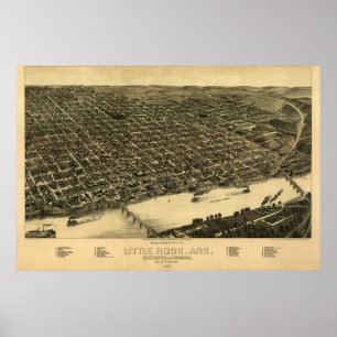 Little Rock Arkansas 1887 Antique Panoramic Map Poster