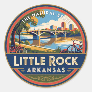 Little Rock Arkansas Capital Retro Travel Memory Classic Round Sticker