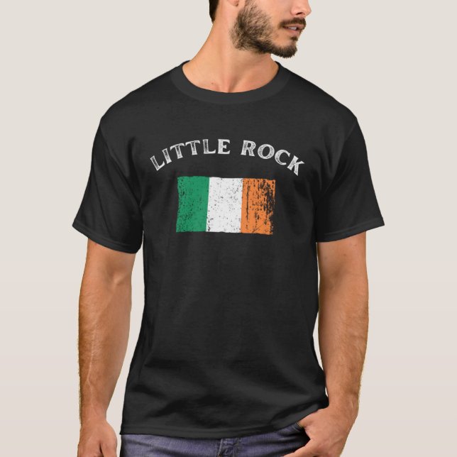 LITTLE ROCK ARKANSAS Irish American Flag Badge T-Shirt (Front)
