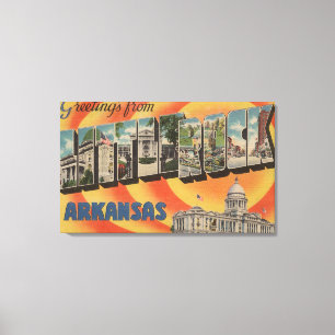 Little Rock, Arkansas - Large Letter Scenes Canvas Print