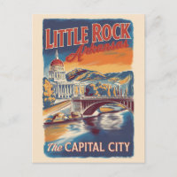Little Rock Arkansas Painterly Travel Art Vintage