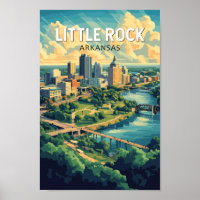 Little Rock Arkansas Travel Art Vintage