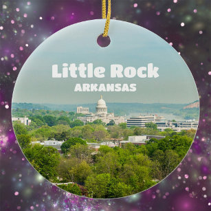 Little Rock, Arkansas View with Capitol Ceramic Ornament