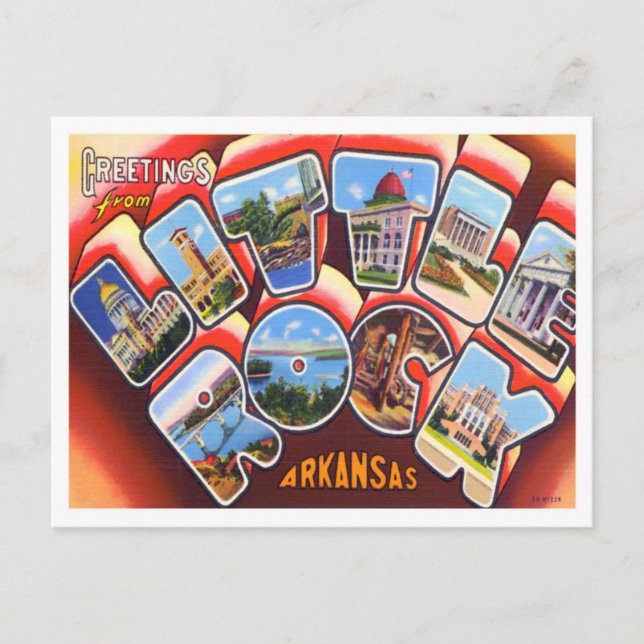 Little Rock, Arkansas Vintage Big Letters Postcard (Front)