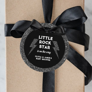Little Rock Star Black Glitter Baby Shower Favour Tags