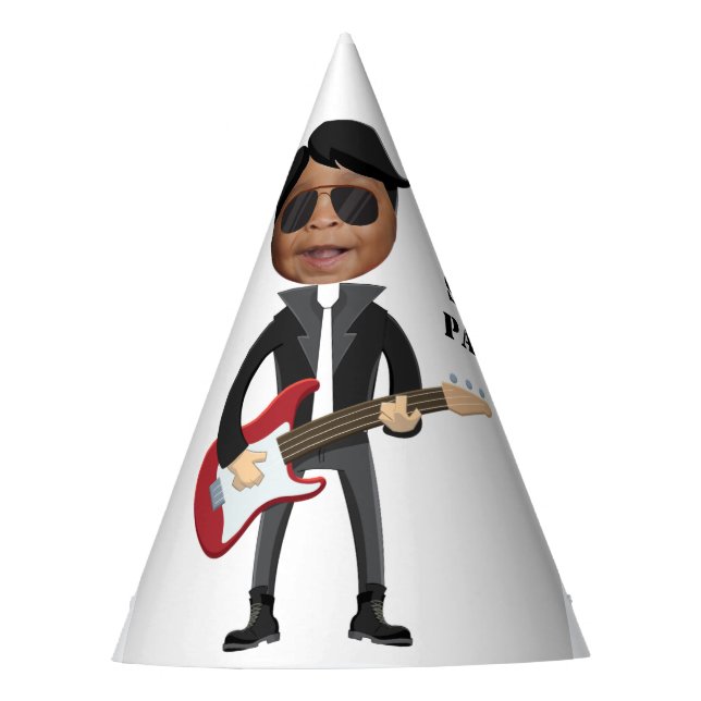Little Rock Star Kids 🎸🤣 Guitar Champion Party Hat (Front)
