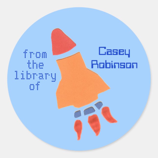 Little rocket bookplate sticker (Front)