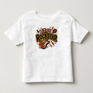 Little Rockstar Red Guitar with Lightning Bolts Toddler T-shirt
