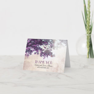 Little romantic thank you card with purple tree